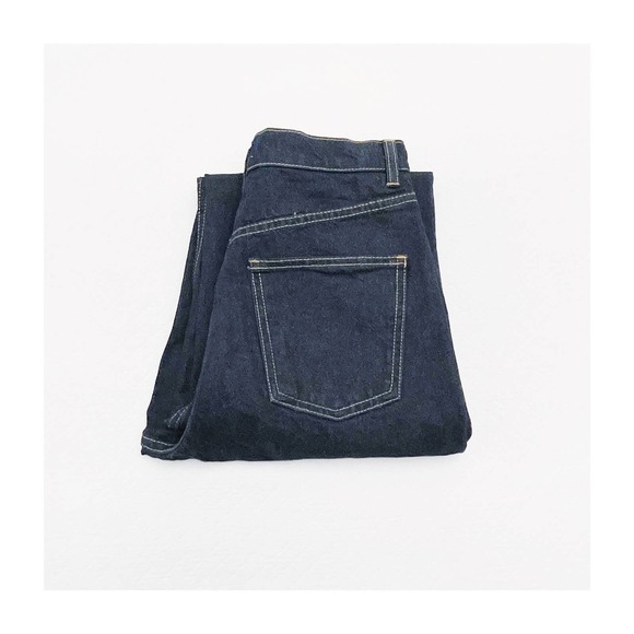 Zara High Rise Wide Leg Dark Wash Denim Jeans Raw Hem SZ6 NWT - Picture 1 of 9